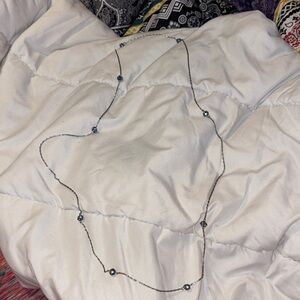 LONG - Elegant  Silver Necklace with Blue Accents